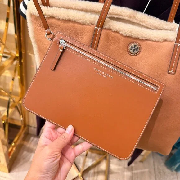 Tory Burch Shearling Tote 170389 Taupe $750 - Picture 9 of 16